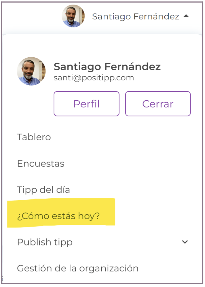 Configurar 'Como estás hoy'